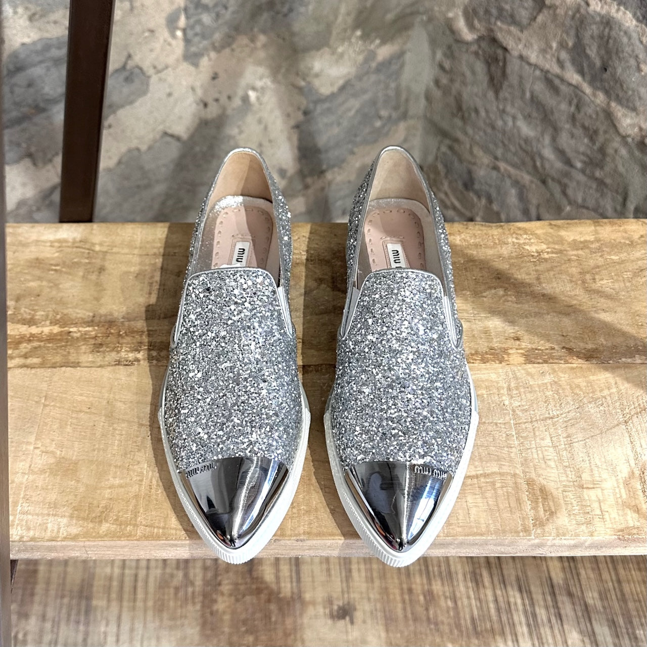 Miu Miu Silver Rhinestone Embellished Sneakers - Size 39 ○ Labellov ○ Buy  and Sell Authentic Luxury
